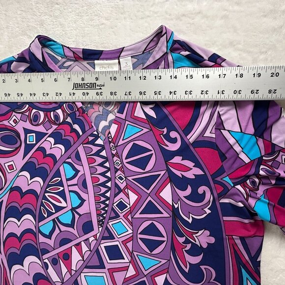 Chico's Womens Multicolor Geometric Print V-Neck 3/4 Sleeve Tunic Top Size 3 - Picture 5 of 7